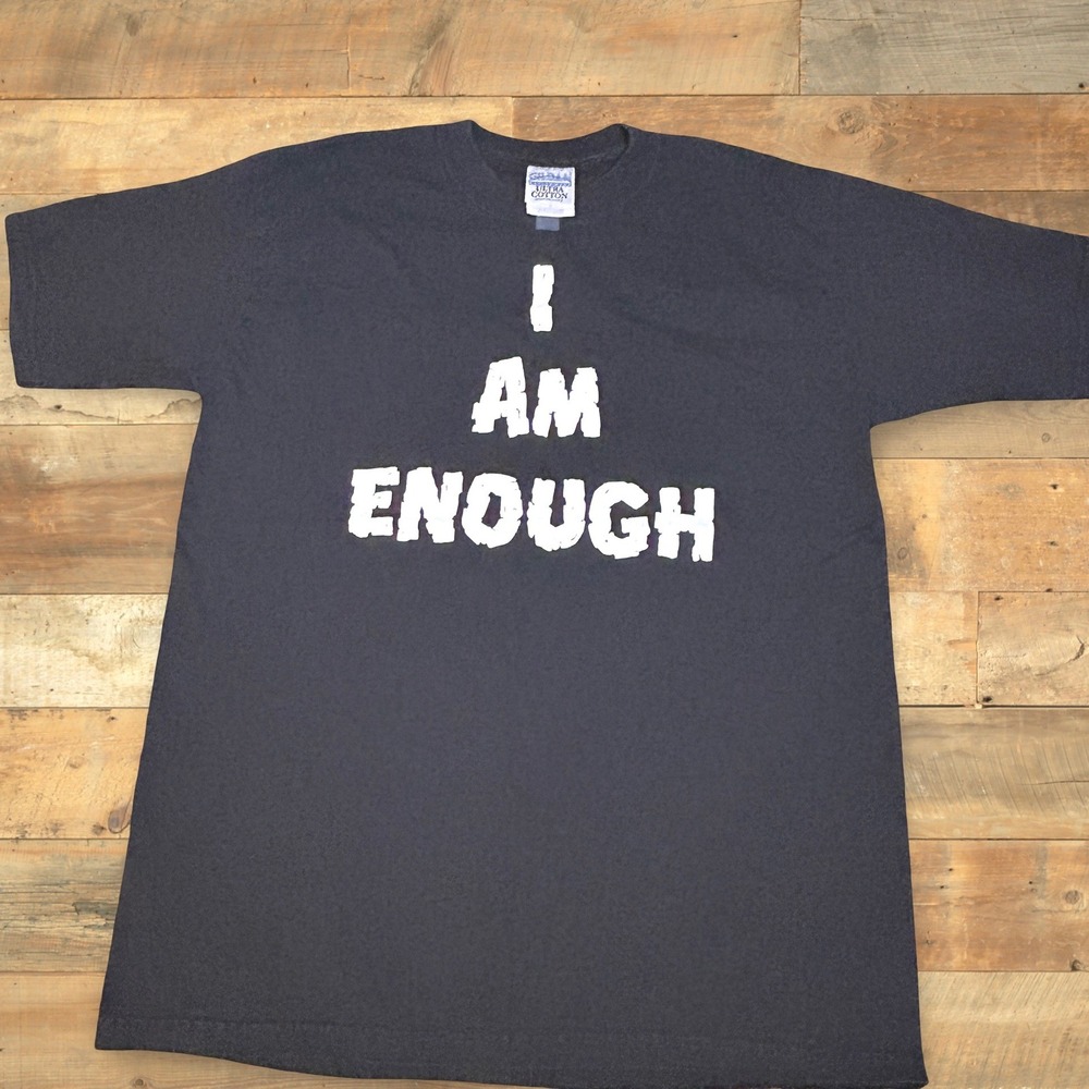 Gildan‎ I Am Enough Graphic T-Shirt Large Black Ultra Cotton Heavyweight
